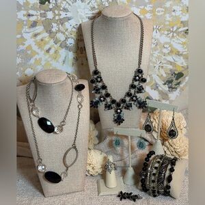 #676 “Lady In Black” 11 pc Jewelry Set‎ Bundle - Necklaces Earrings Bracelets